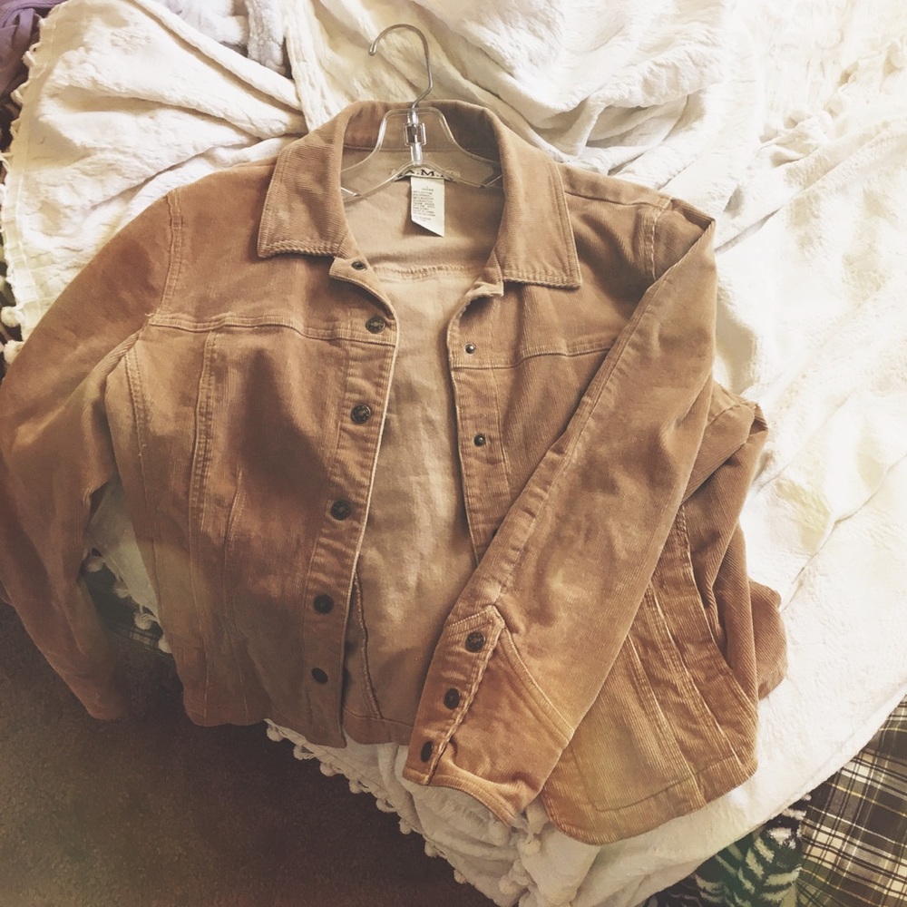 A.M.I Tan Corduroy Women Stretch Jacket sz Large